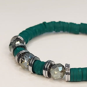PULSEIRA ELÁSTICA COM  CRISTAIS E HEMATITES