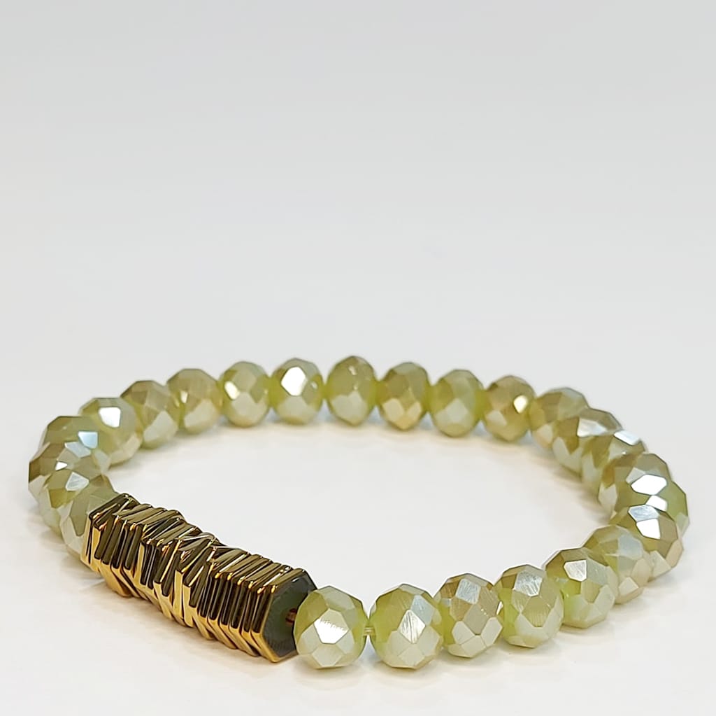 PULSEIRA ELÁSTICA CRISTAIS VERDES